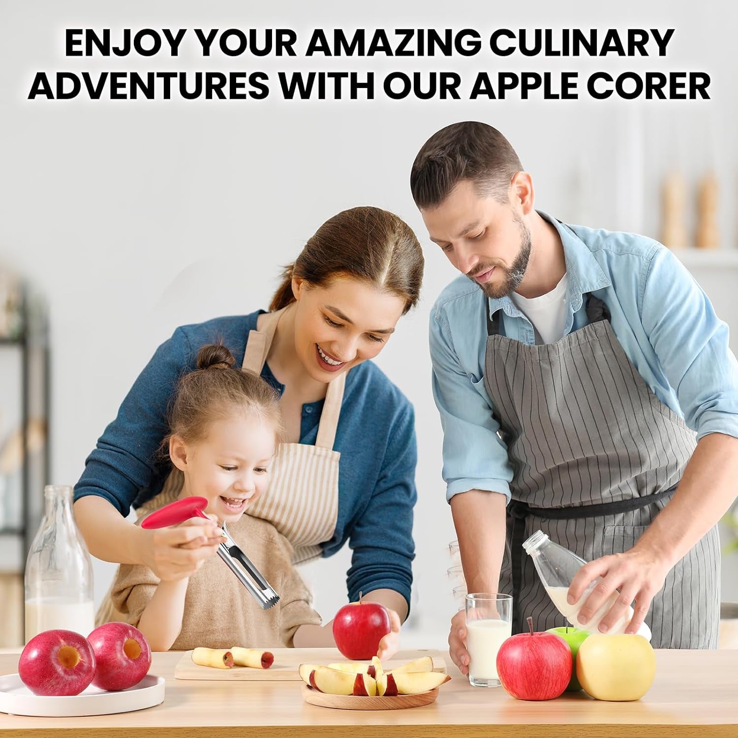 Premium Apple Corer Tool - Easy to Use and Clean Sturdy Core Remover with Sharp Serrature Stainless Steel Corers for Pear Fruits Ease(Red)
